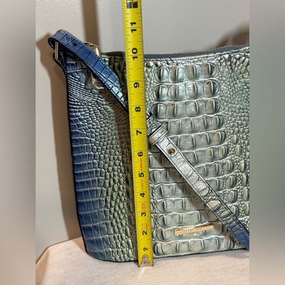 Brahmin Blue Katie Melbourne Teal Ombre Croc-Embossed Shoulder Bag - Picture 13 of 16